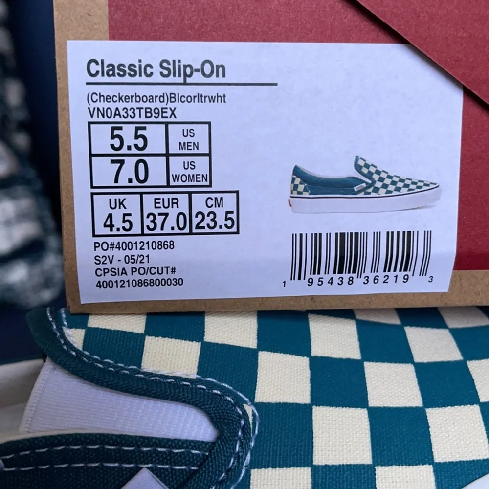 Vans Classic Slip-On Checkerboard Blue Coral/True White WMNS - Picture 16 of 16